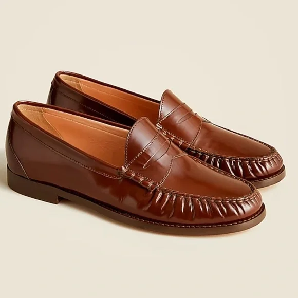 Used J. Crew Winona penny loafers in spazzolato leather