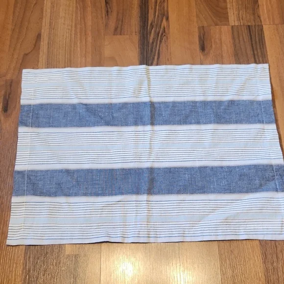 William Sonoma Linen Blue, White & Gray Striped Placemats Set of 6