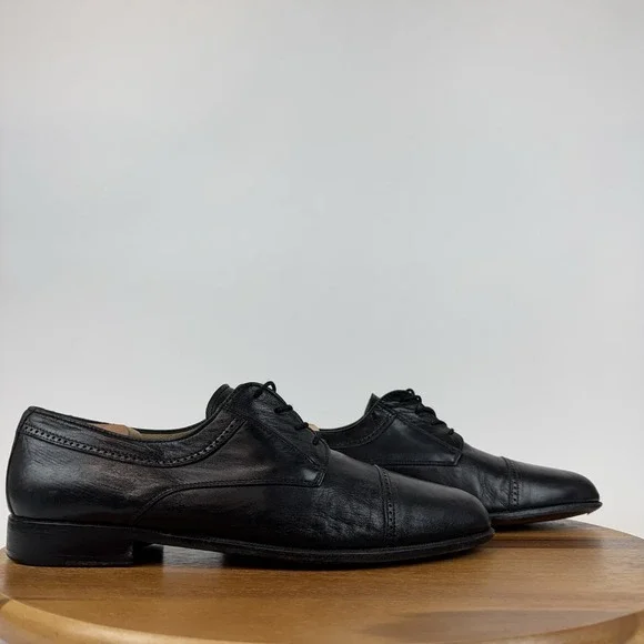 Mens Bally Switzerland Style Flex Black Leather Cap Toe Brogue Oxfords Size 12 D