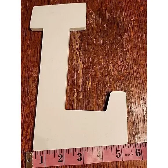 White Wood Letters 6 Inch,‎ Wood Letters for DIY, Party Projects (L)