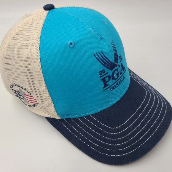 PGA Valhalla Hat Snapback Trucker Mesh Ahead Blue White Golf Club 2024 Logo Men