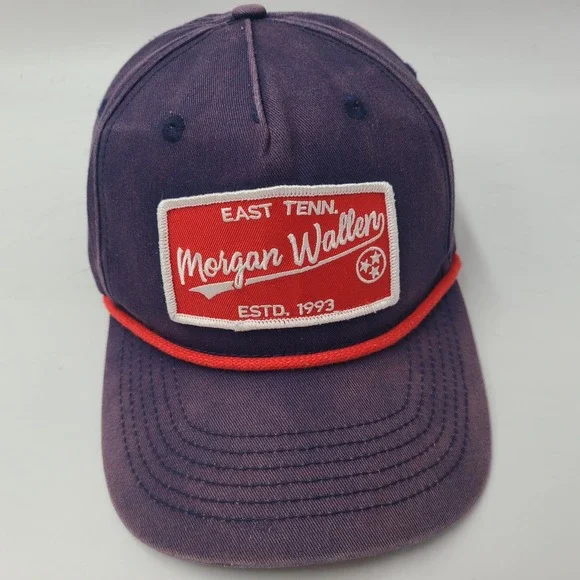 Morgan Wallen Hat Snapback Blue Purple Red Rope Distressed Country Music Men