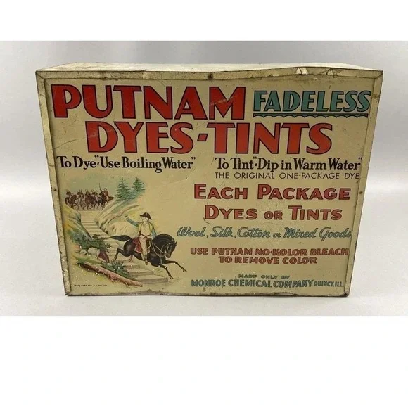 Antique Putnam Fadeless Dyes Tints General Store Metal Wood Display Cabinet