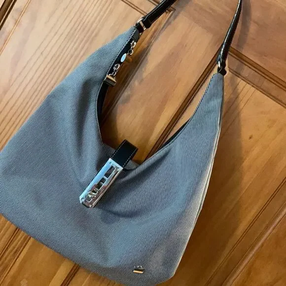La Bagagerie Zip pinstriped Purse