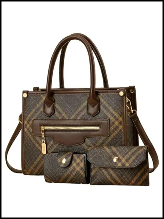 3-Piece Women's PU Leather Tote Set with Wallet & Cardholder