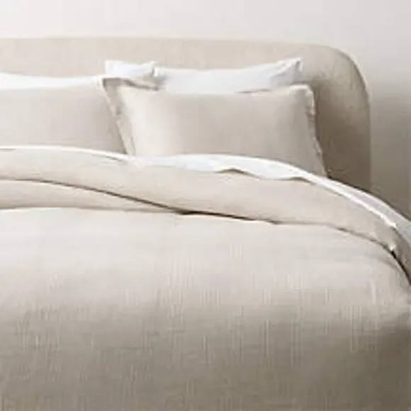 CB2 Sonnet White Grey EUROPEAN FLAX-Certified Linen Full/Queen Duvet Cover