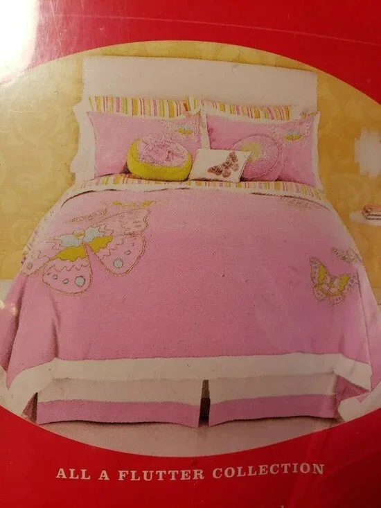 Swell Cynthia Rowley Cotton Full/Queen Duvet Set Cover Shams 3D BUTTERFLY PINK