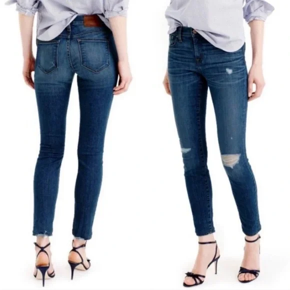 J.Crew‎ Jeans Toothpick Skinny Distressed 31 Pamona Wash Stretch Destroyed