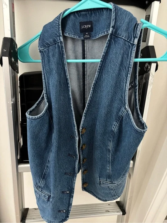 J. Crew Medium Blue Denim Vest womens size 4