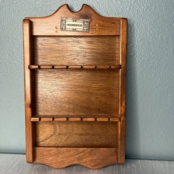 Vintage Wooden Spoon Rack – 12  Slots – Wall‑Hanging Display Holder 11
