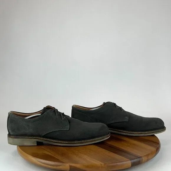 Mens Ecco Gray Suede‎ Plain Toe Dress Derby Shoes Size EU 45 US 11-11.5 M GUC