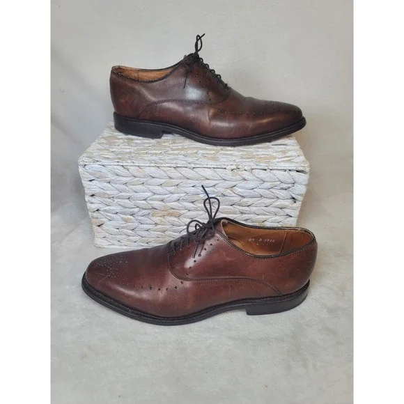 Allen Edmonds Weybridge Brown Leather Oxford Dress Shoes Medallion Toe Mens 8.5D