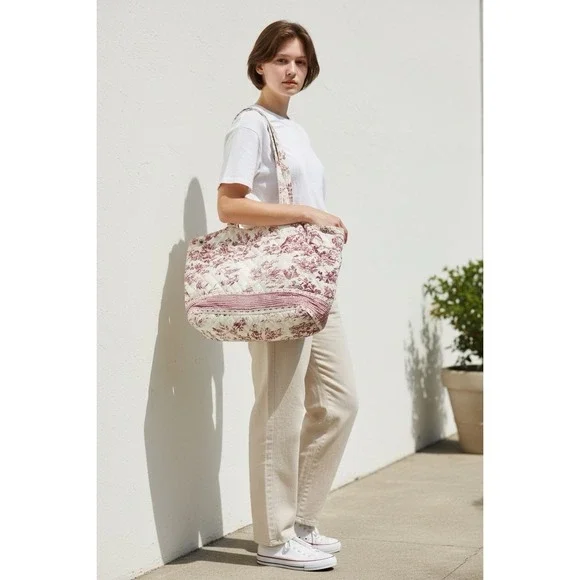 Americana By sharif Quilted Toile Print Handbag Cottagecore French‎ Country