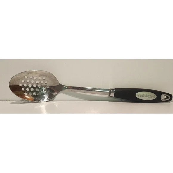 Cuisinart Stainless Steel Slotted Serving Spoon Black Handle Kitchen Utensil