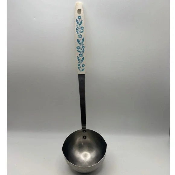 Household Japan Stainless Steel Blue Flower Handle Ladle 12