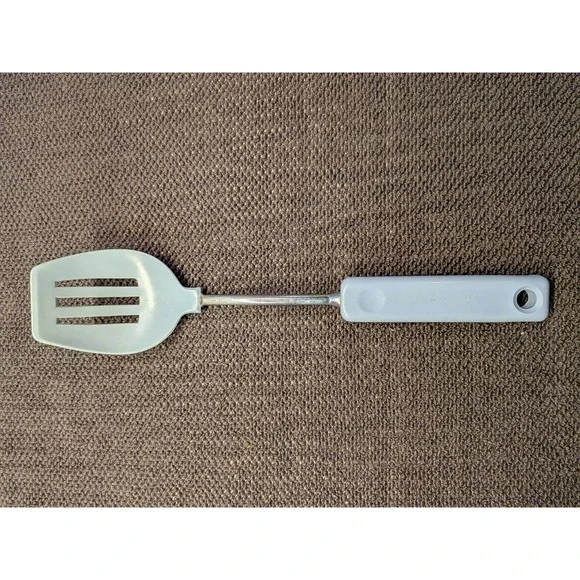 Vintage EKCO Slotted Turner Spatula Light Blue Nylon Handle Made in USA