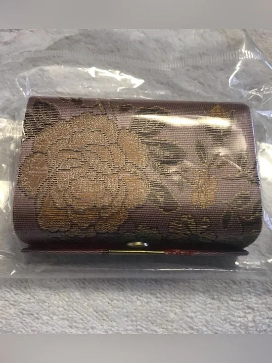 Oriental Brocade Lipstick Case / Holder with Mirror Holds 2 Lipsticks