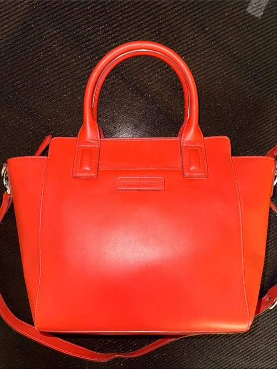 Orange Vegan Leather Tote Handbag -