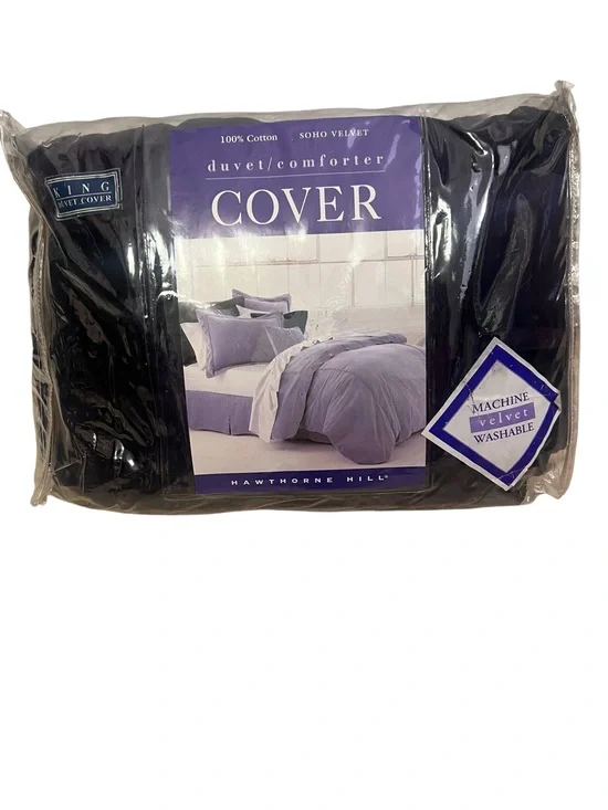 HAWTHORNE HILL Soho Purple Velvet King Duvet Cover 100% Cotton New
