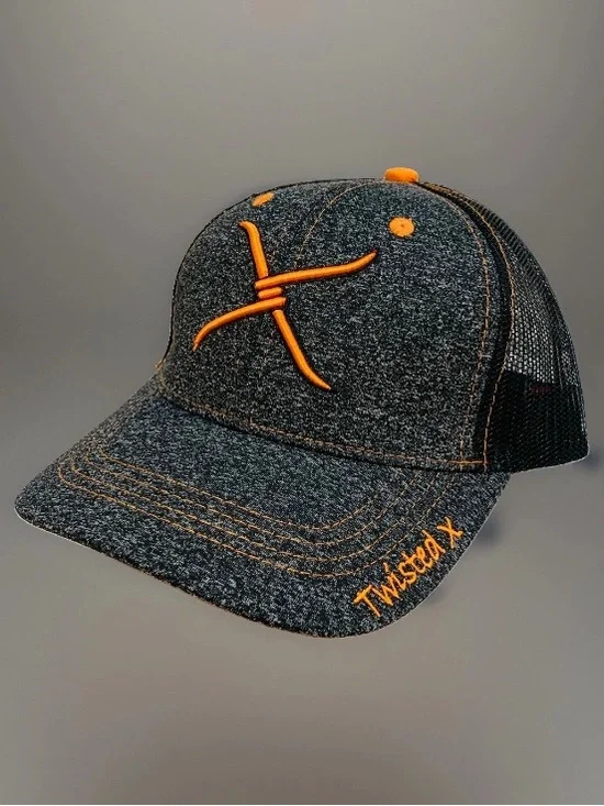 Twisted X Charcoal Heather Trucker Hat with Orange Logo
