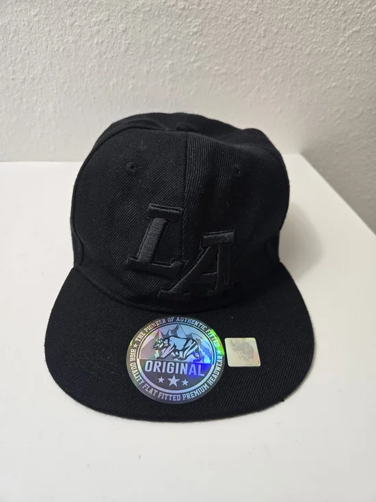 LA Embroidered Black Snapback Hat