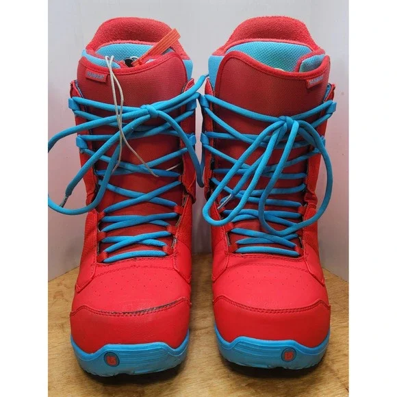 Burton Rampant Snowboard Boots Mens Red Blue Lace Up Freestyle Park Riding