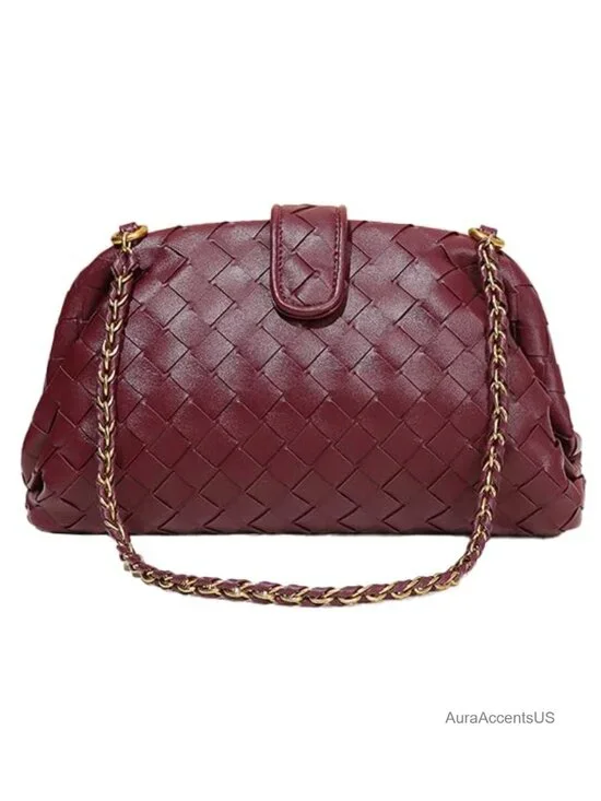 PU Leather Handwoven Crossbody Satchel Bag with Magnetic Closure