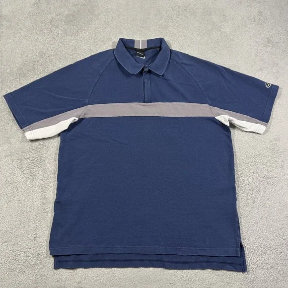 Vintage Nike Tiger Woods Yin Yang Polo Shirt Mens XL Blue Golf Logo Zip