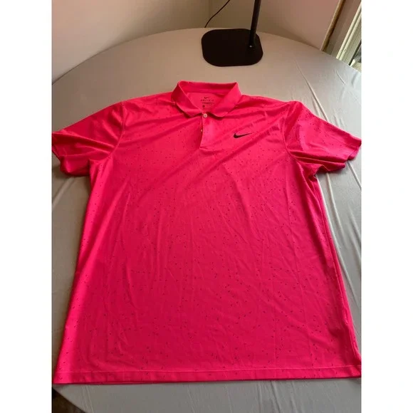 Nike Dri-FIT Mens Golf Polo Shirt Neon Pink Geometric Print CU9841-639 XL