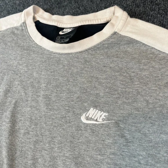 Nike Swoosh T Shirt Men S‎ Blk/Gry Cotton Short Sleeve Crewneck Tee Embroidered