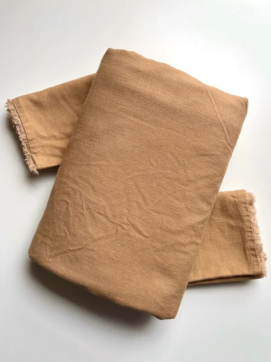 Casaluna Heavyweight Linen Blend Duvet & Sham Set Full/Queen Warm Brown NWOT