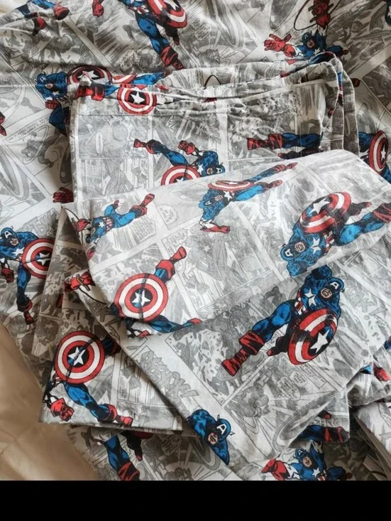 Poterry Barn Kids Captain America Bedding Set Gray & Blue, Size Twin