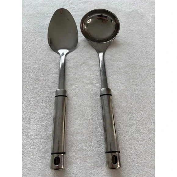 INOX Stainless Steel‎ Serving Spoon Ladle Set Modern Kitchen Utensils EUC