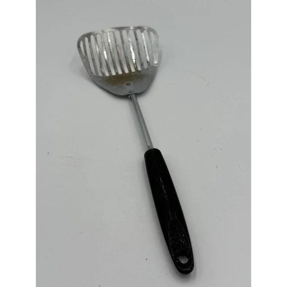 Vtg Ekco Kitchamajig Slotted Spoon Strainer Whip Utensil Black Handle USA
