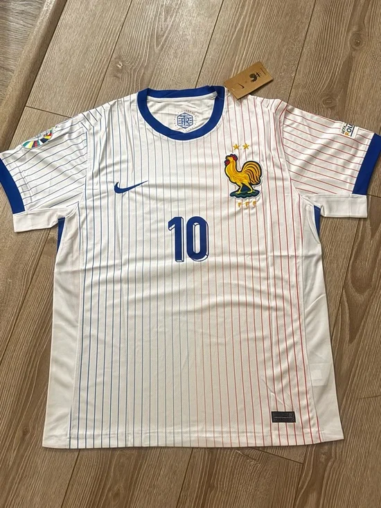 France Style Soccer Jersey #10 Mbappe Men’s Size L White Football Shirt New
