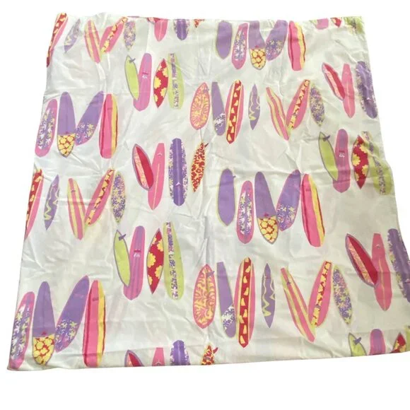 Garnet Hill Cotton Duvet Cover Pink Purple Surfboard Beach Cottage Portugal‎ QN