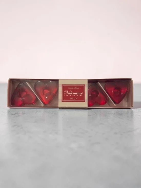Valentine Heart Shaped Candle Holders - Red Set of 4 ♡