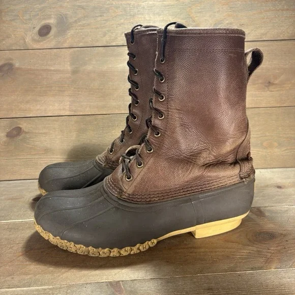 ll bean duck boots mens size 12 wide shoes brown waterproof waterproof boots