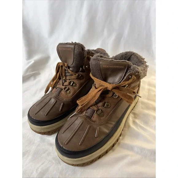 Weatherproof‎ Men's 10 Landon Leather Winter Snow Boots Brown 1527213