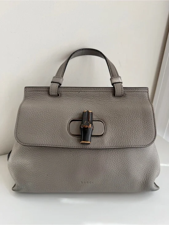 Authentic GUCCI Bamboo Small Daily Satchel Leather Bag - no bag strap
