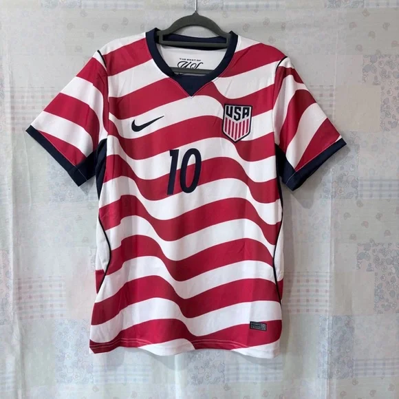 Nike USA Red and White Men's Soccer Jersey #10