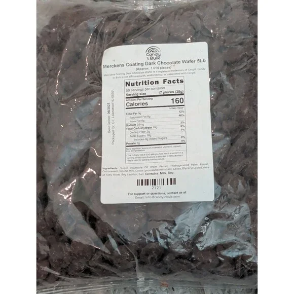 5 Pounds Merckens Dark Chocolate Coating Wafer