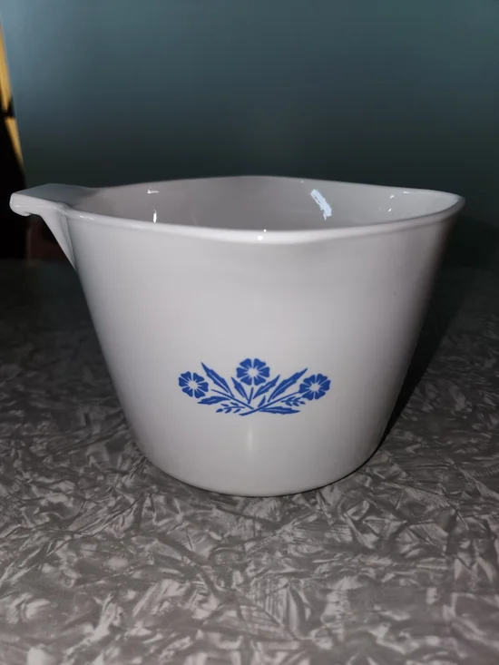 Corningware White Ceramic Pitcher with Blue Floral Design
