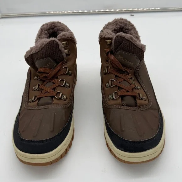 Weatherproof Slope Mens Brown Faux Fur Lined Ankle Boots Size 9M 164753