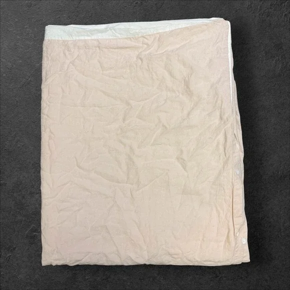 MM Linen Washed Linen King Cotton Duvet  Cover 1 Sham Blush Pink White