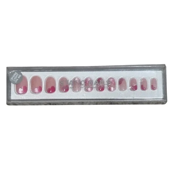 Static Nails Velvet Hearts Round Short Pop-On Manicure Press On Nails 32ct Pink