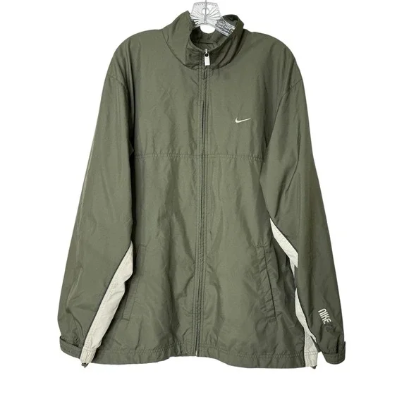 Nike72‎ Windbreaker Jacket Mens L Olive Green/Tan Full Zip Vintage