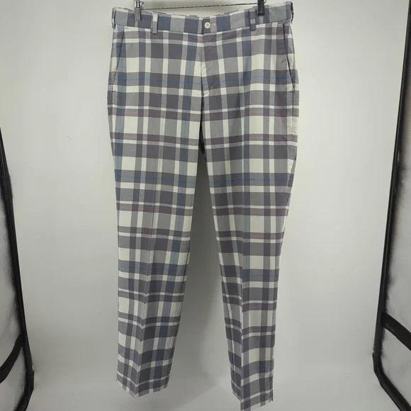Nike Golf Pants Men 35x32‎ Gray Plaid Tour Performance Khaki Dri-FIT Stretch