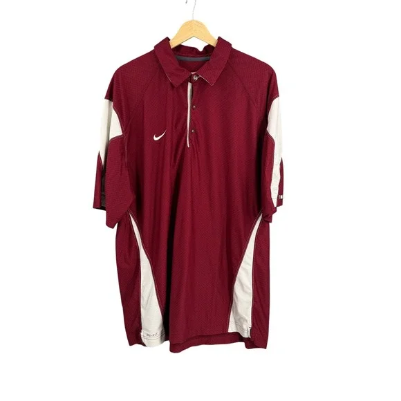 Nike‎ Dri-FIT Polo Mens XL Red White Short Sleeve Performance Golf Shirt