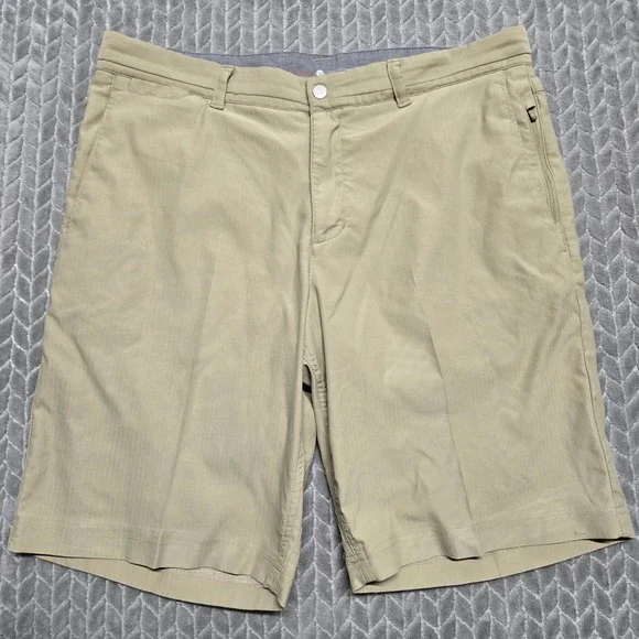 Nike Tiger‎ Woods Collection Practice Mens 33 Khaki Golf Shorts Herringbone